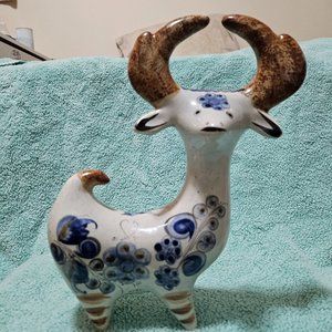 VTG Tonala Mexico Pottery Antelope Figurine -Ceramica Artista Tonala
